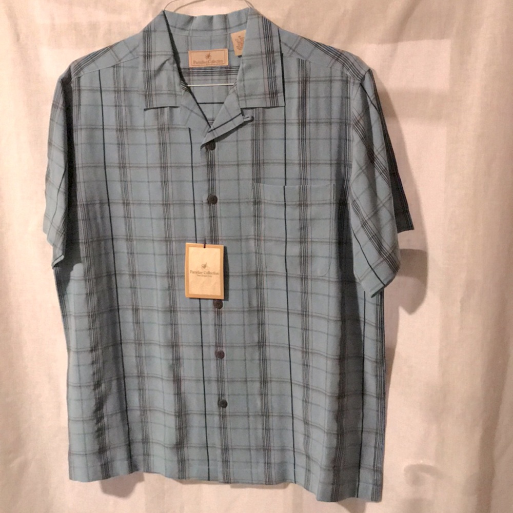 Paradise Collection Men’s Blue Plaid NWT Shirt